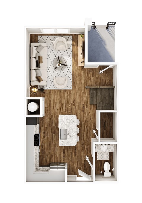 Floor plan for 2 beds, 2.5 baths, 1517 sqft